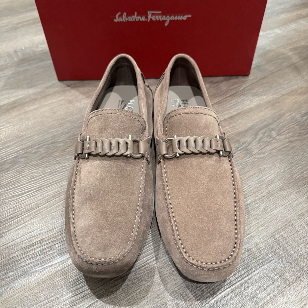 Salvatore Ferragamo Stuart Caraway Buc Suede Leather Driver Loafers